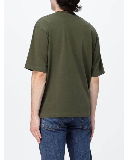 DSquared² Green Crewneck Cotton T-Shirt With Contrasting Front Logo Print for men