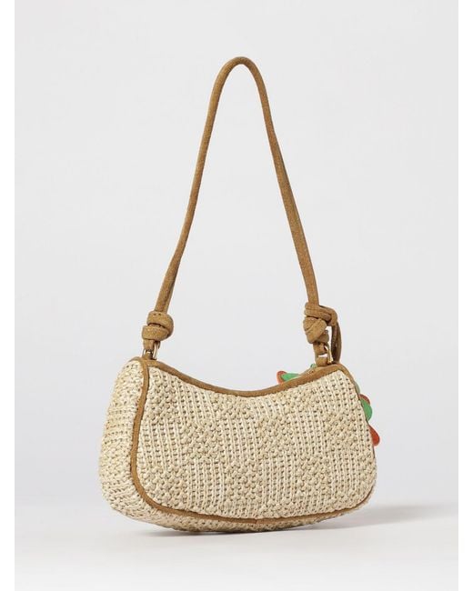 Marc Jacobs Natural The Summer Suede And Crochet Raffia Bag With Flower Charm