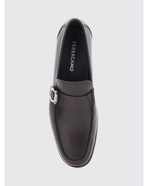 Ferragamo White Smooth Calf Leather Gancini Loafers With Rubber Sole for men