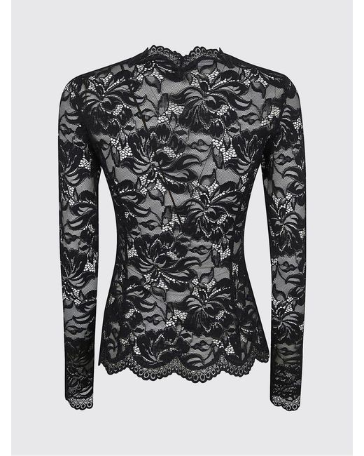 Rabanne Black Stretch Lace Cut-Out Top