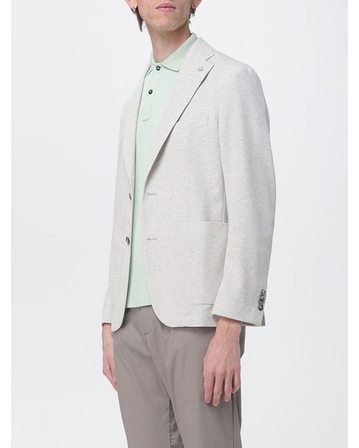Manuel Ritz Gray Single Breasted Cotton Blend Blazer for men