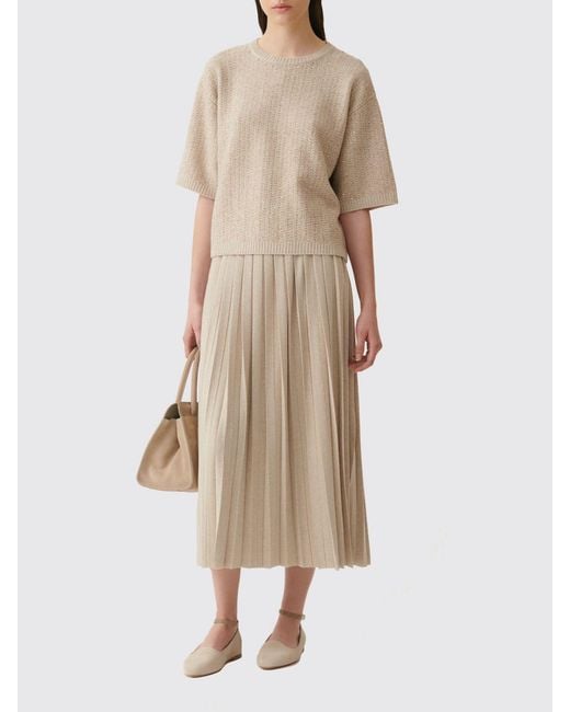 Fabiana Filippi Natural Short-Sleeved Crewneck Jumper