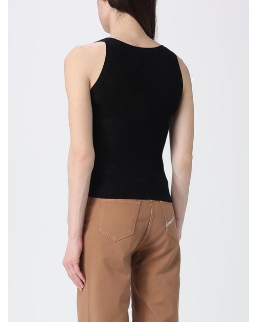 Elisabetta Franchi Black Wool Top With Logo