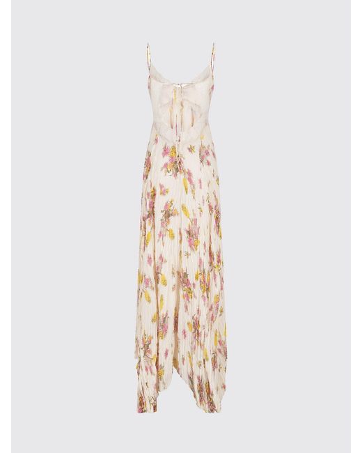 Blumarine White Long Jersey Dress With Floral Print