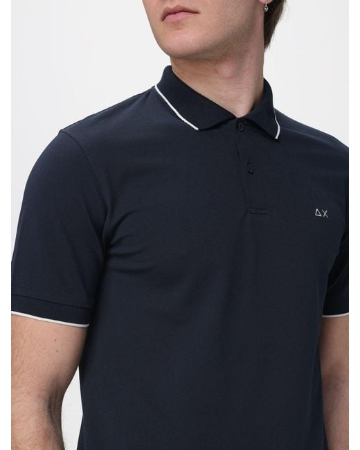 Sun 68 Blue Cotton Polo Shirt for men