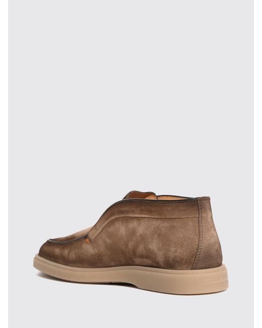 Santoni Brown Suede Calfskin Chelsea Boots With Elastic Inserts for men