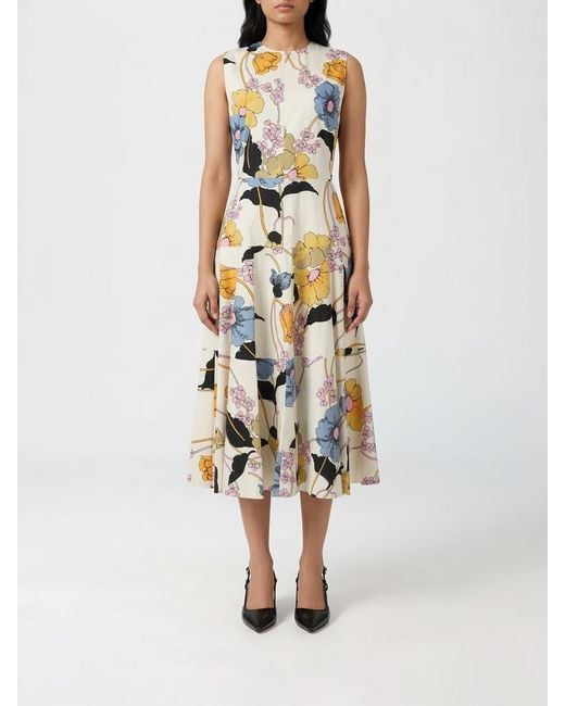 Marni White Floral Print Cotton Midi Dress