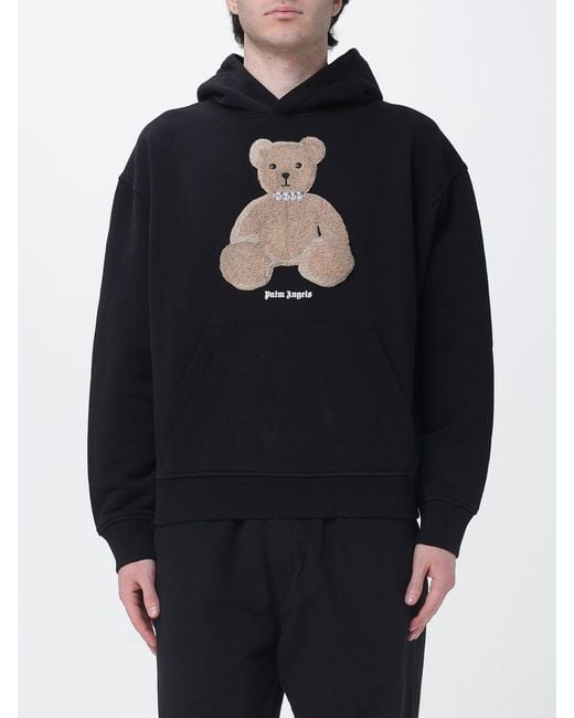 Palm Angels Blue Teddy Bear Cotton Hooded Sweatshirt for men