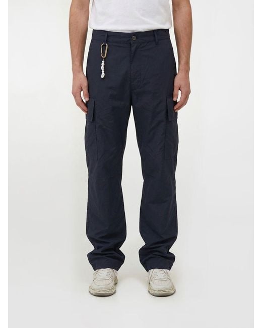 DARKPARK Blue Cotton Cargo Trousers for men