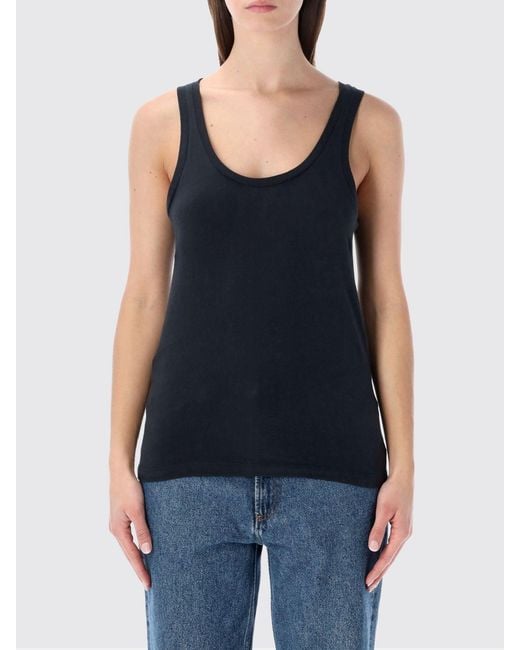 American Vintage Blue Slim Fit Cotton Crew Neck Tank Top