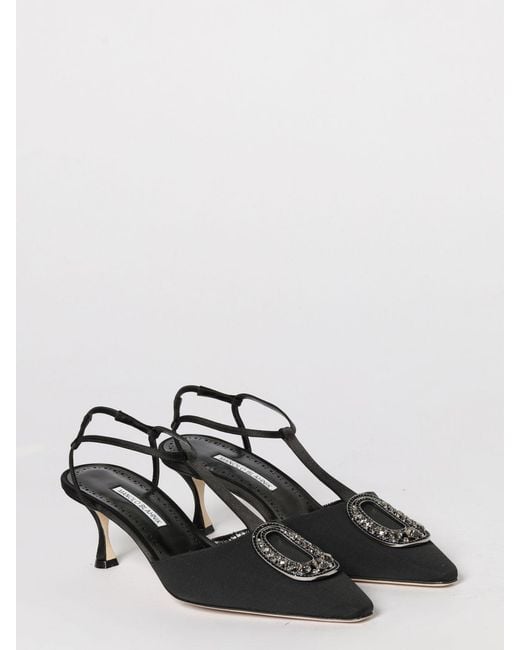 Manolo Blahnik Multicolor Takal Twill Pumps With Jewel Buckle