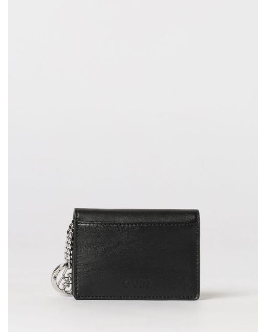 Ganni Black Recycled Leather Wallet With Dog Print