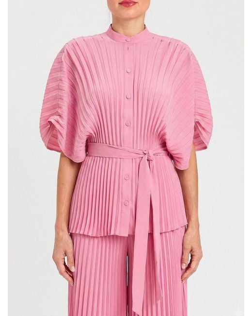 Twinset Pink Pleated Crêpe Shirt