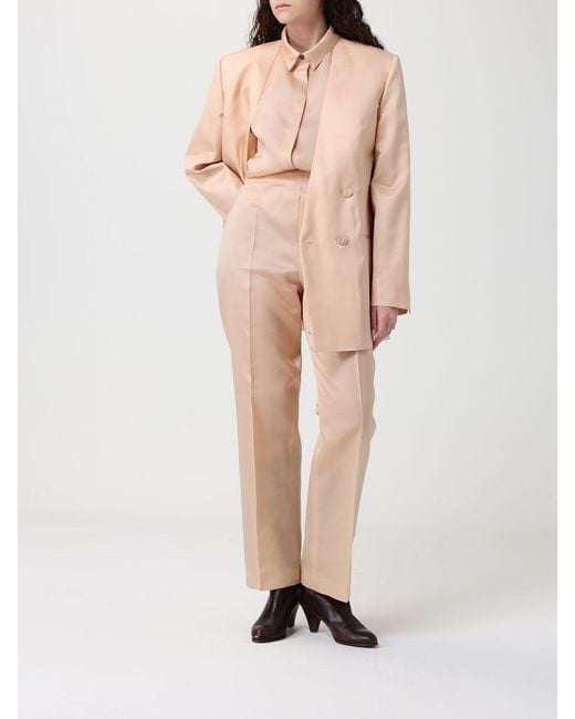 Alberta Ferretti Natural Double-Breasted Organza Blazer