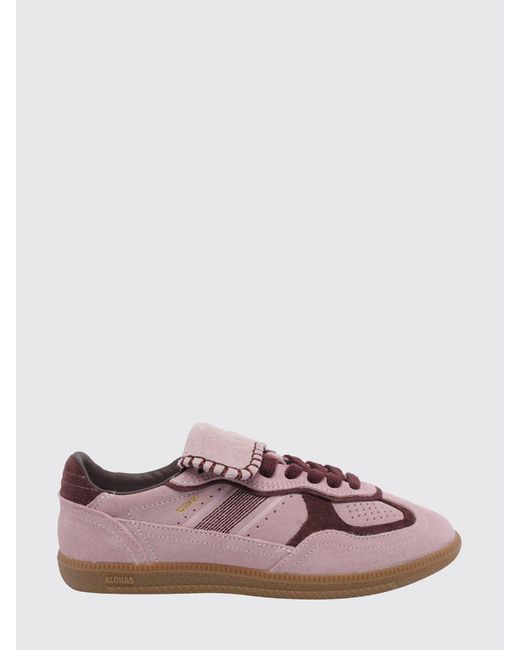 Alohas Pink Tb.490 Two-Tone Suede Sneakers With Laminated Logo