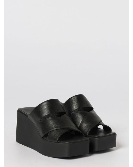 Vic Matié Black Vic Mati&Eacute Leather Wedge Sandal
