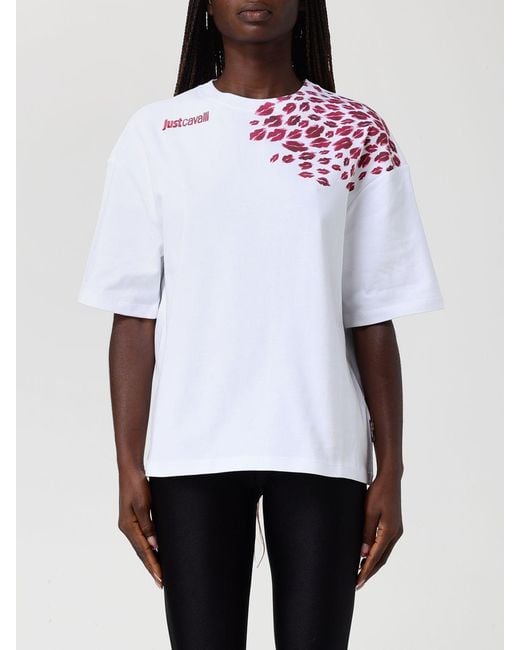 Just Cavalli White Printed Cotton T-Shirt
