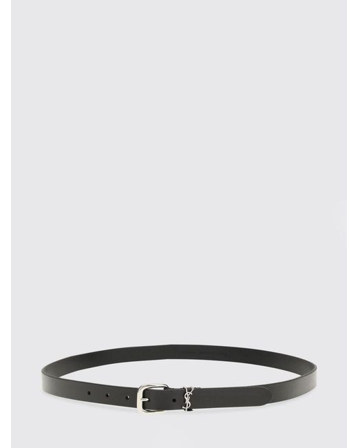 Saint Laurent White Cassandre Leather Belt for men