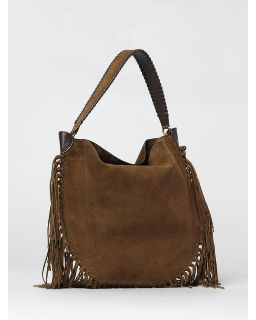 Isabel Marant Brown Oskan Suede Bag With Fringes