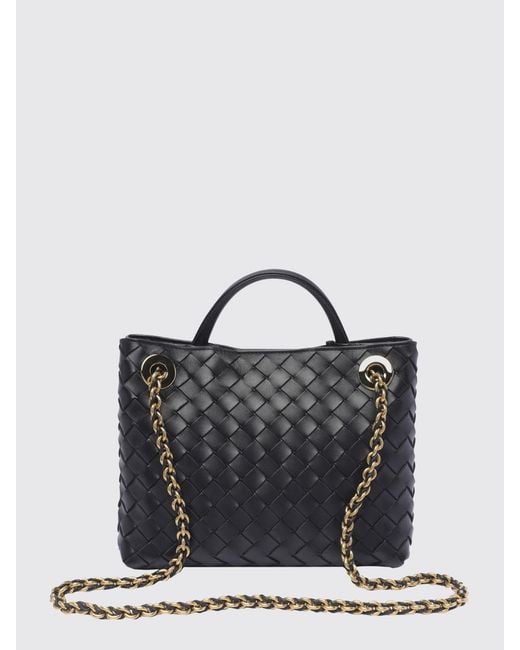 Bottega Veneta Blue Andiamo Intrecciato Lambskin Handbag