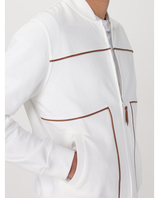 Felpa Con Zip di Brunello Cucinelli in White da Uomo