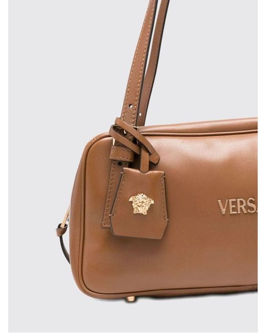 Versace Brown Leather Tag Bag