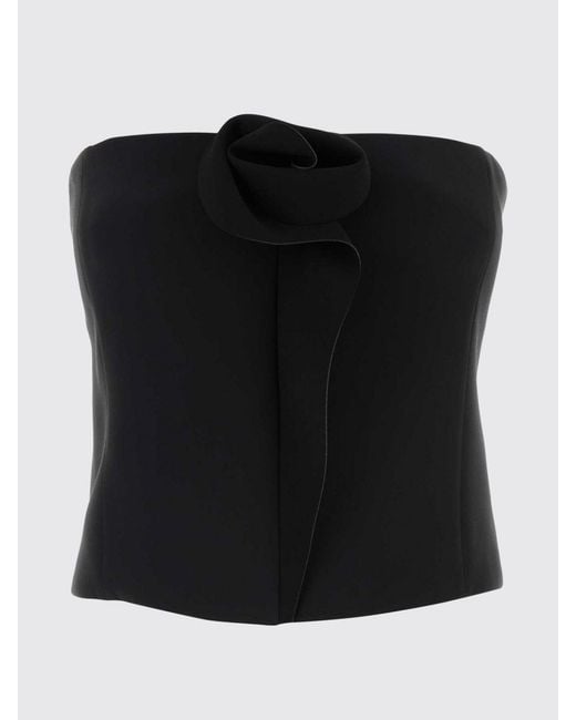 Giorgio Armani Blue Silk Bustier Top With Ruffles