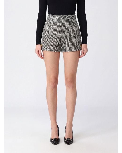 Versace Black High-Waisted Abstract Pattern Tweed Shorts