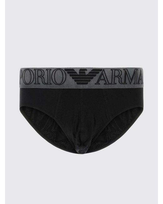 Emporio Armani Black Cotton Briefs With Logo for men