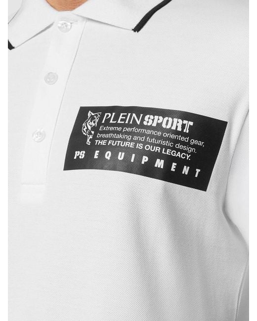 Philipp Plein White Short-Sleeved Cotton Polo Shirt With Contrasting Logo for men