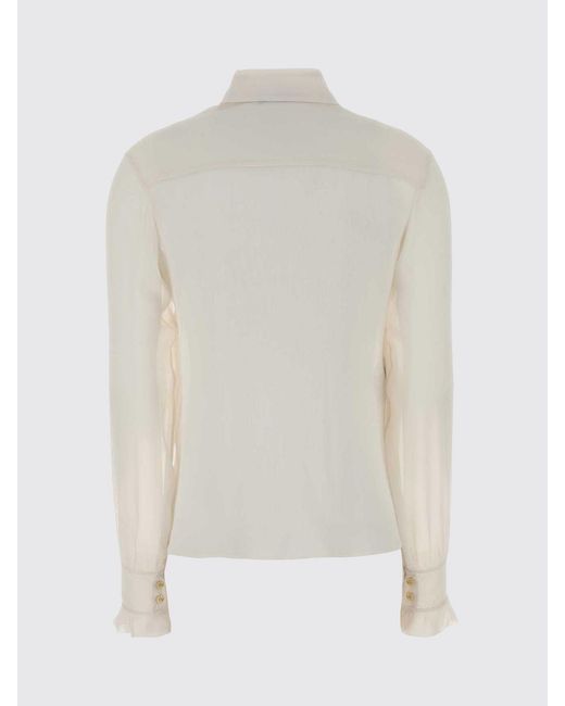 Alberta Ferretti Natural Silk Shirt With Ruffles