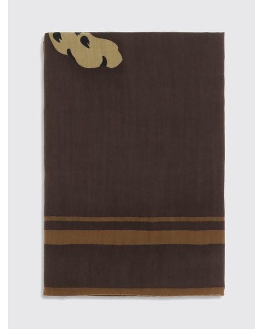 Saint Laurent Brown Cassandre Leopard Wool Scarf