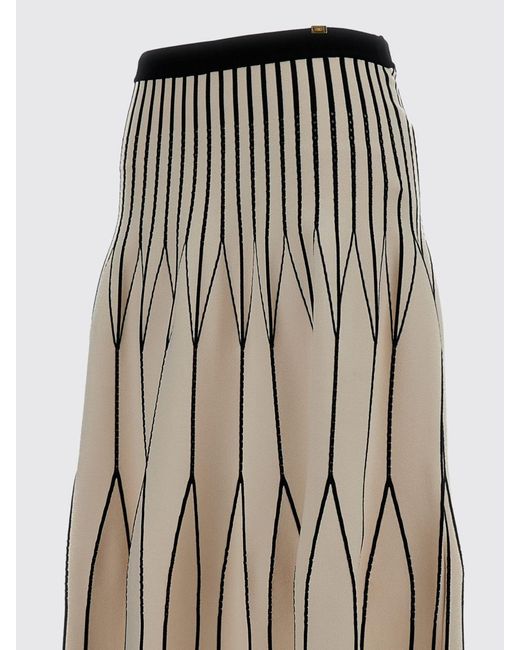 Elisabetta Franchi Natural Two Tone Viscose Knit Skirt