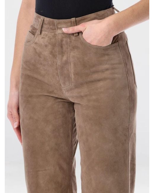 ROTATE BIRGER CHRISTENSEN Natural Suede Straight Trousers