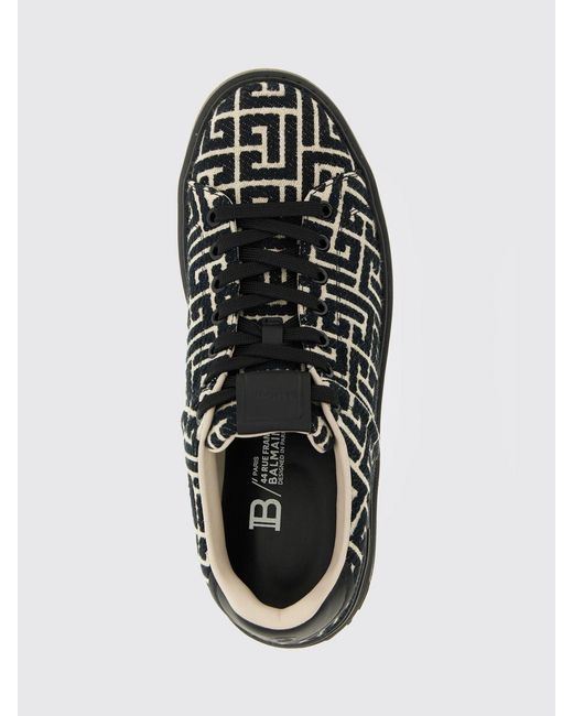 Balmain White B-Court Canvas Sneakers With Jacquard Monogram for men