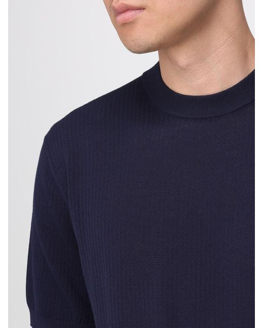 Kangra Blue Cotton Crew Neck Pullover for men
