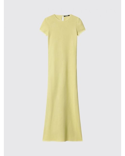 Jacquemus Yellow Crêpe Short-Sleeved Midi Sheath Dress