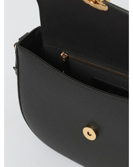 Furla Black Moonlight Small Grained Leather Bag