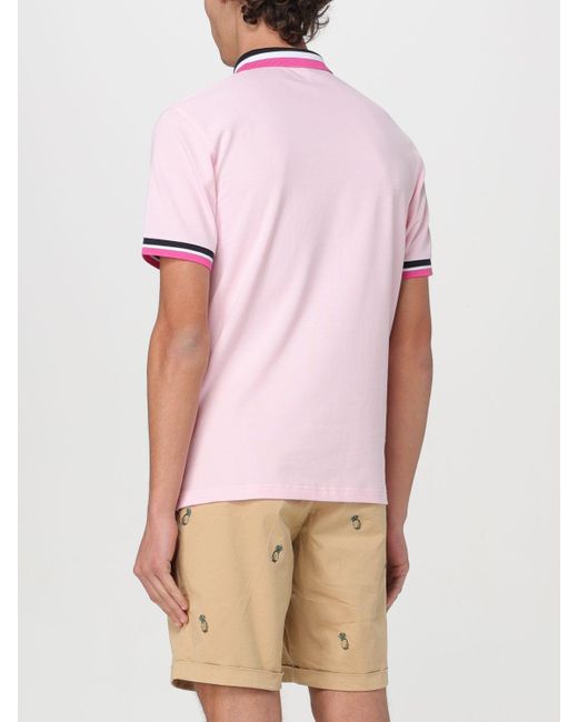 Polo in cotone con logo di Sun 68 in Pink da Uomo