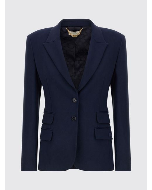 Elisabetta Franchi Blue Slim Fit Single-Breasted Blazer With Peaked Lapels