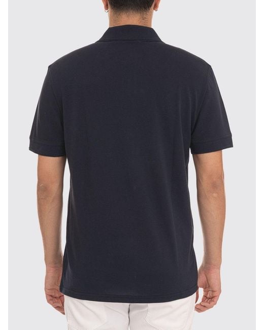 Boss Blue Short-Sleeved Cotton Polo Shirt With Ribbed Collar for men