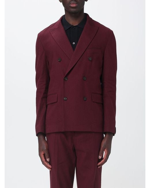 Paolo Pecora Purple Linen And Viscose Double-Breasted Blazer for men