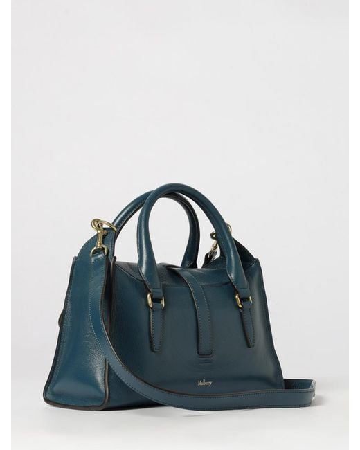 Mulberry Blue Roxanne Smooth Calf Leather Handbag With Double Handle