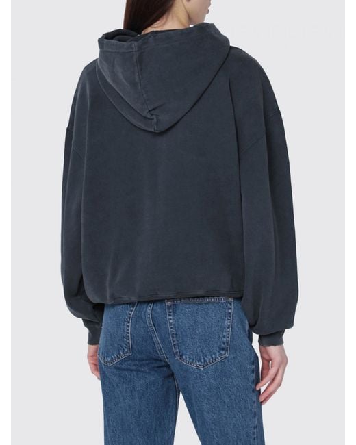 Anine Bing Blue Cotton Hooded Sweatshirt
