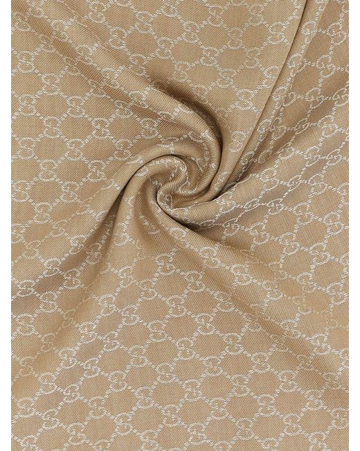 Gucci Natural Wool And Silk Scarf