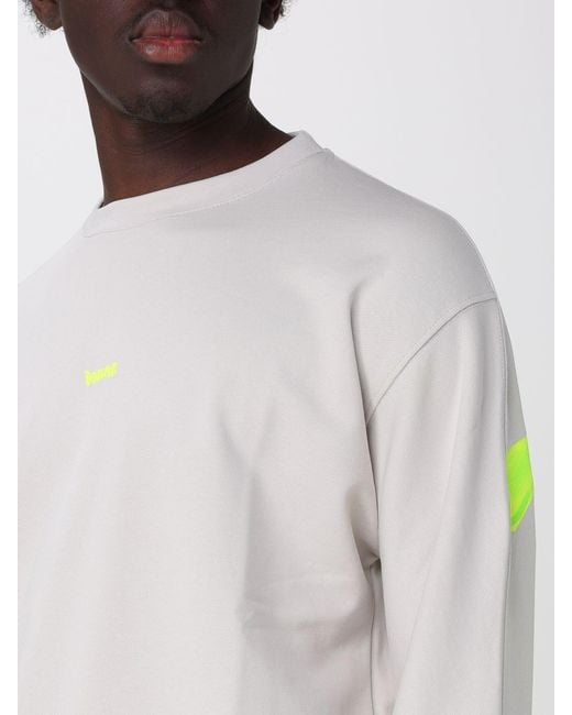 DISCLAIMER White Crew Neck Cotton Jumper With Printed Logo And Dropped Shoulders for men