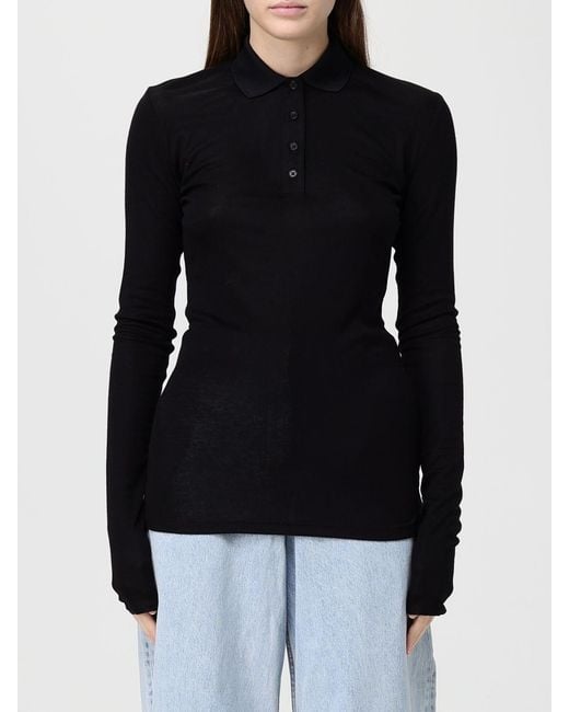 Entire studios Black Tencel Polo Shirt