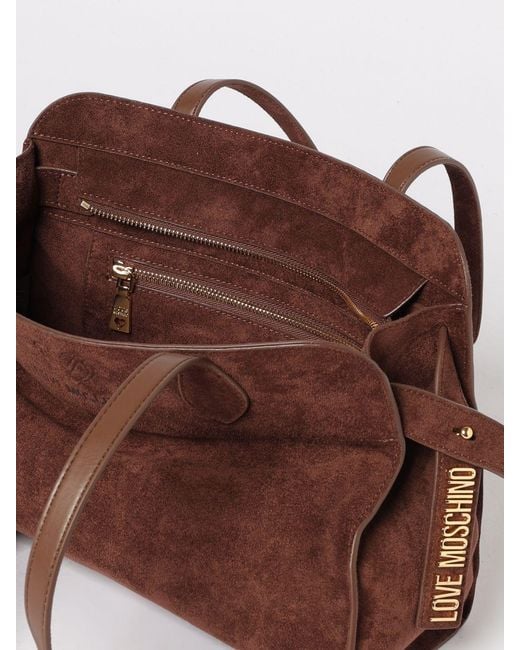Love Moschino Brown Faux Suede Bag