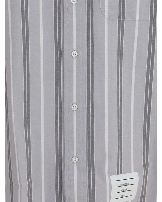 Thom Browne Blue Striped Cotton Classic Shirt for men