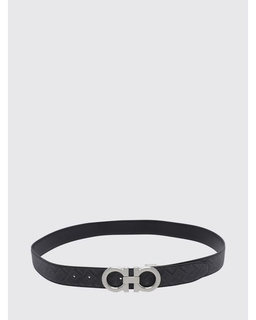 Ferragamo White Gancini Leather Belt for men